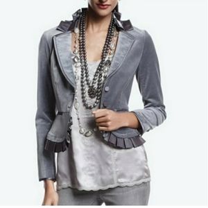 WHBM Peplum Velvet Satin Ruffle Jacket Blazer sz 6